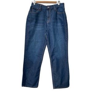Old Navy High Rise Slouchy Straight Dark Blue Jeans size 18 Plus Built In Tough